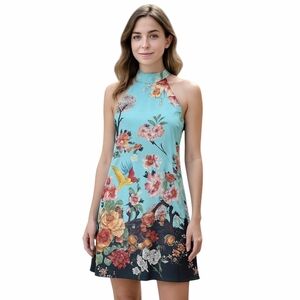 Nicole Miller Floral Nature Halter Sleeveless Dress 2